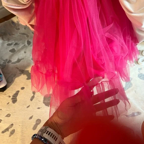 Adorable Pink Cat Print Kids Dress - Picture 3 of 3